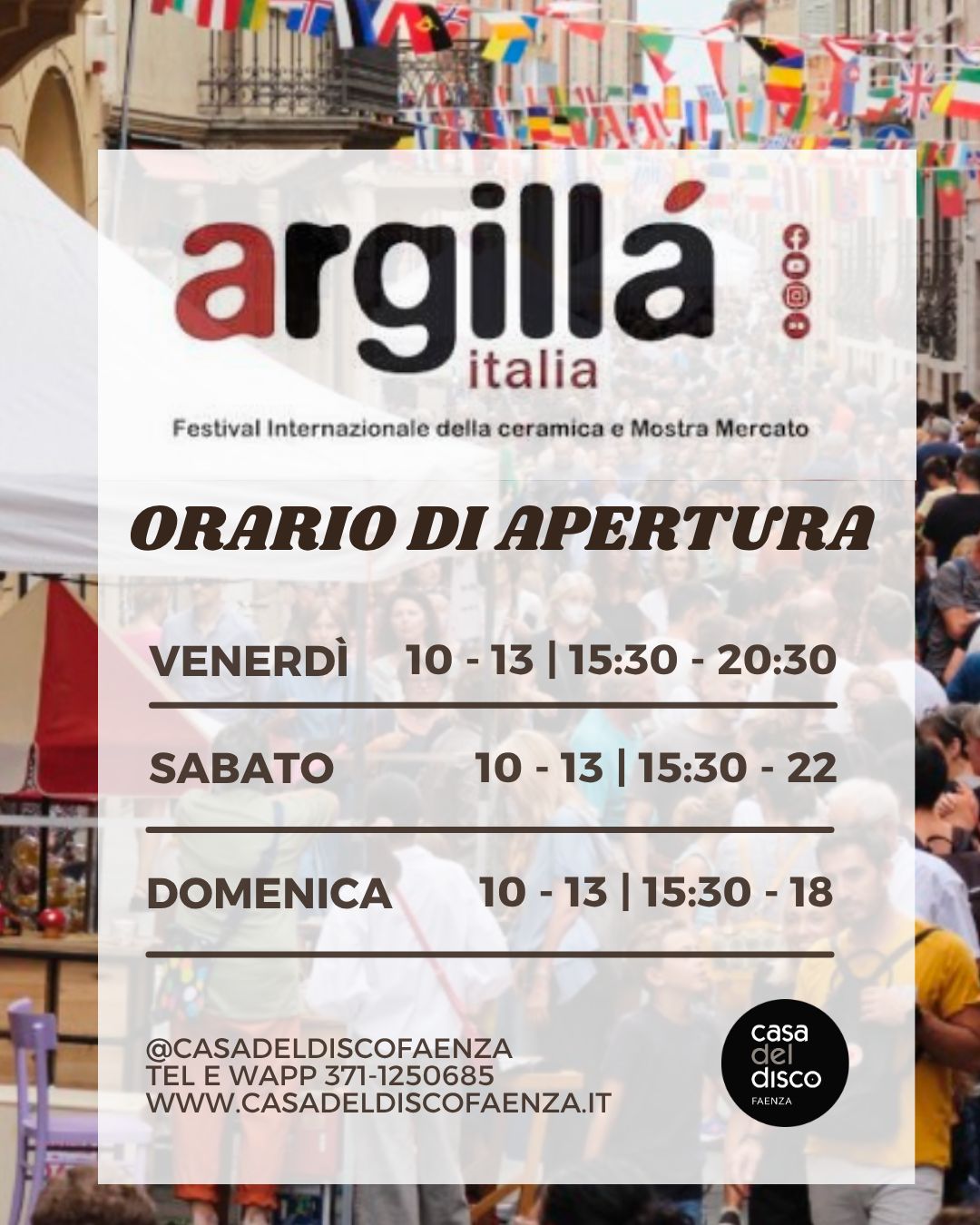 Argillà! Orari di apertura extra