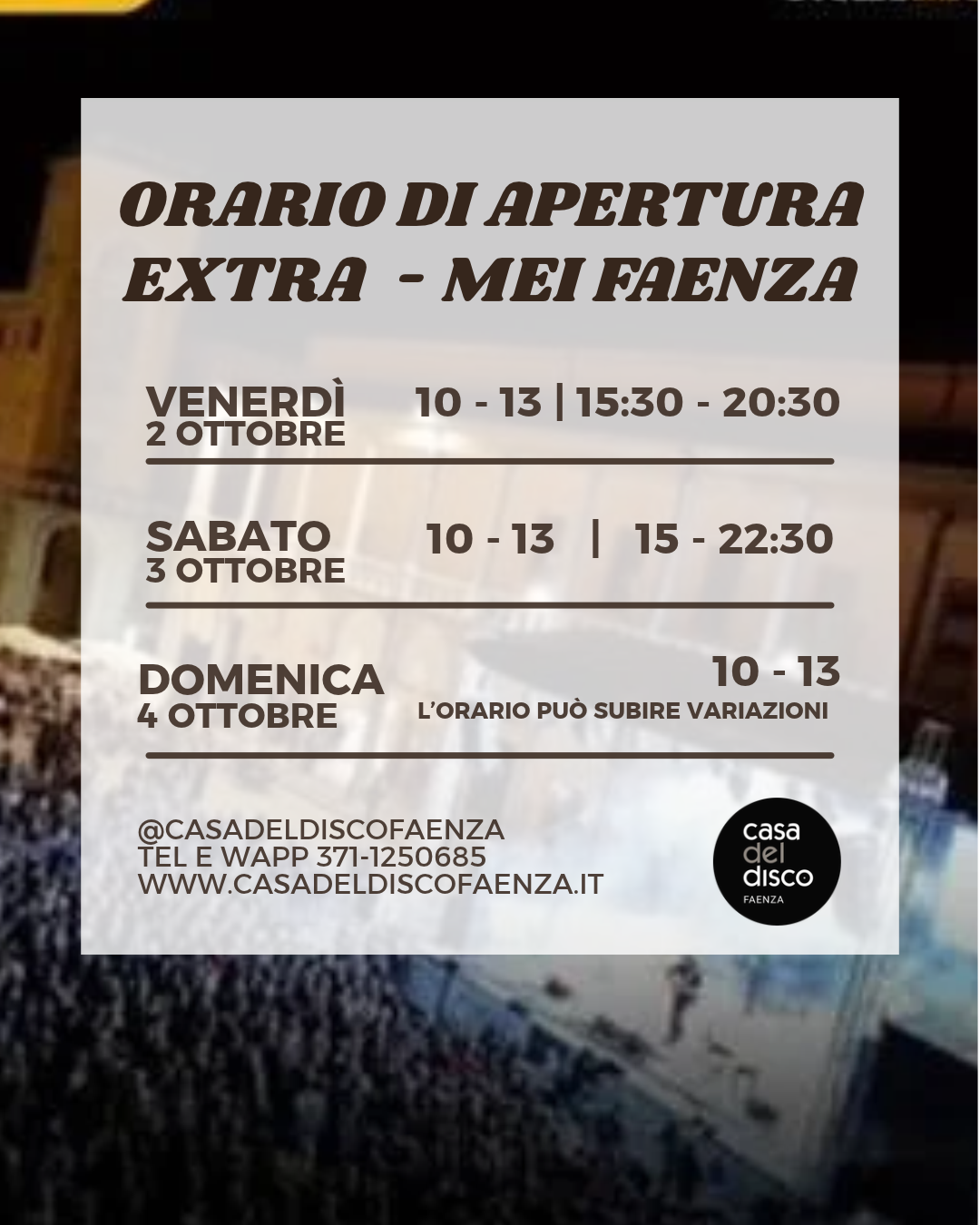 Orari extra nel weekend 2-4 ottobre in occasione del MEI